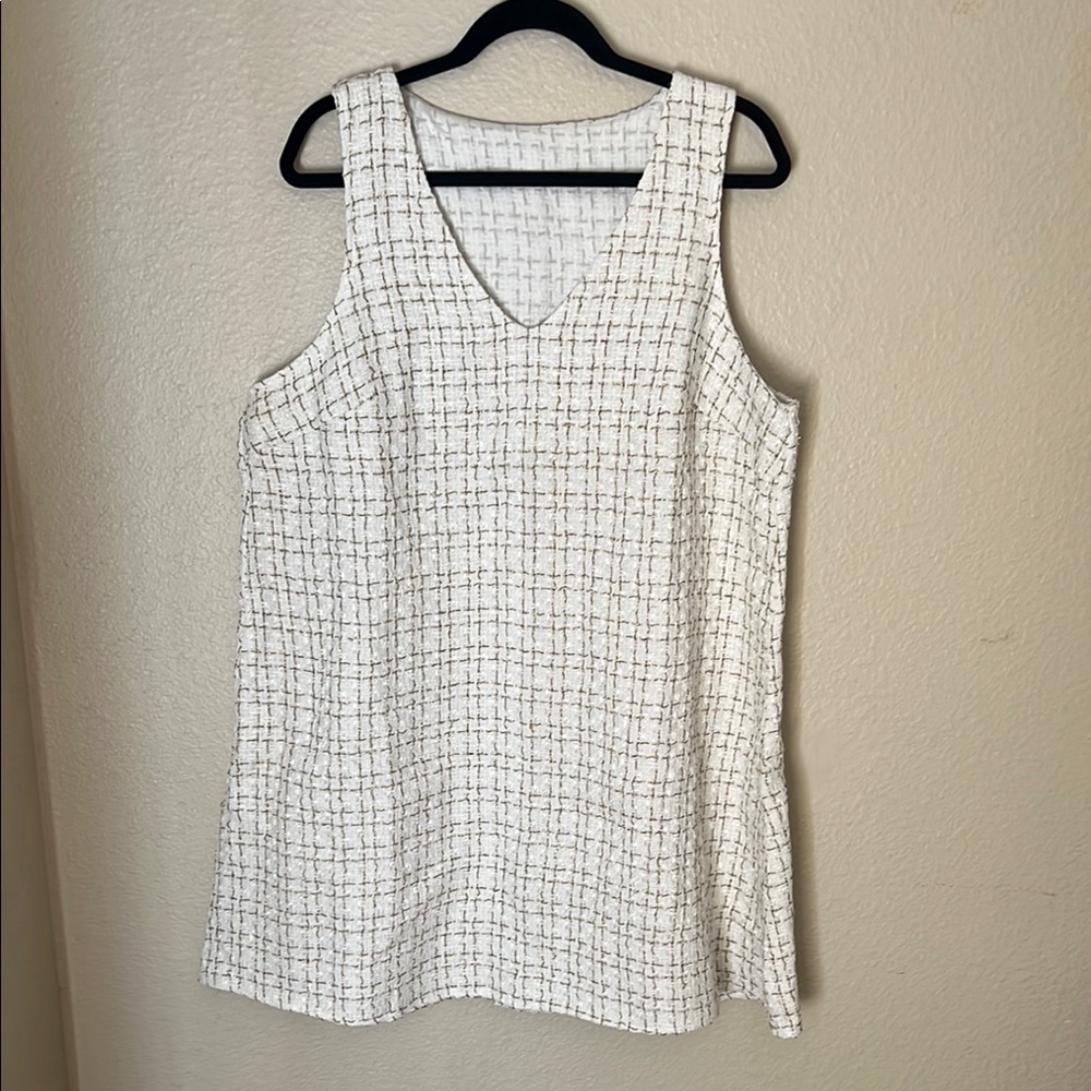 White and Black Checkered Women's Top